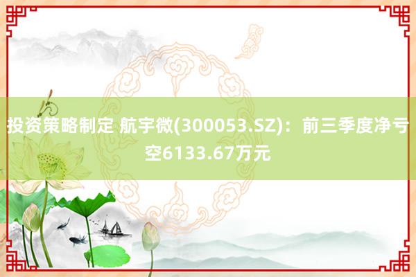 投资策略制定 航宇微(300053.SZ)：前三季度净亏空6133.67万元