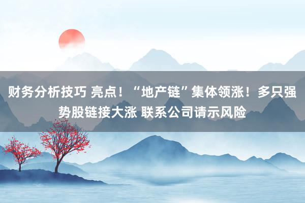 财务分析技巧 亮点！“地产链”集体领涨！多只强势股链接大涨 联系公司请示风险