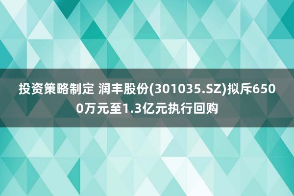 投资策略制定 润丰股份(301035.SZ)拟斥6500万元至1.3亿元执行回购