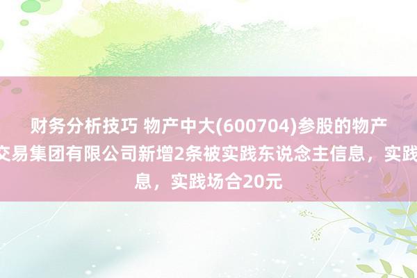 财务分析技巧 物产中大(600704)参股的物产中大外洋交易集团有限公司新增2条被实践东说念主信息，实践场合20元