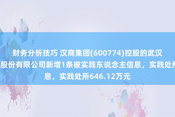 财务分析技巧 汉商集团(600774)控股的武汉海外会展中心股份有限公司新增1条被实践东说念主信息，实践处所646.12万元