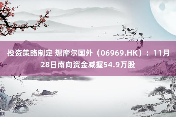 投资策略制定 想摩尔国外（06969.HK）：11月28日南向资金减握54.9万股