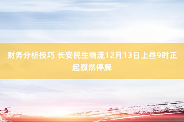 财务分析技巧 长安民生物流12月13日上昼9时正起骤然停牌