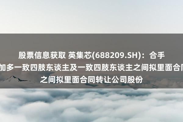 股票信息获取 英集芯(688209.SH)：合手股5%以上鼓吹加多一致四肢东谈主及一致四肢东谈主之间拟里面合同转让公司股份