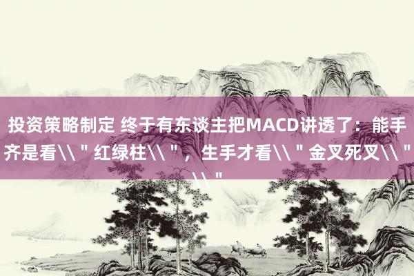 投资策略制定 终于有东谈主把MACD讲透了：能手齐是看\＂红绿柱\＂，生手才看\＂金叉死叉\＂