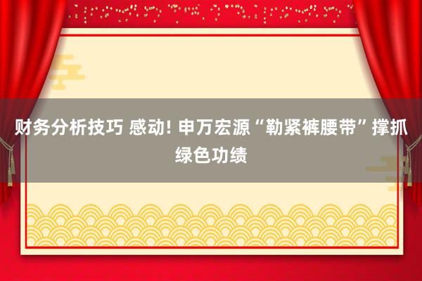 财务分析技巧 感动! 申万宏源“勒紧裤腰带”撑抓绿色功绩