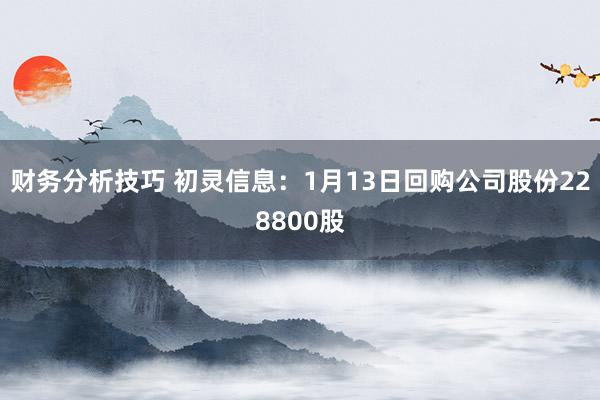 财务分析技巧 初灵信息：1月13日回购公司股份228800股