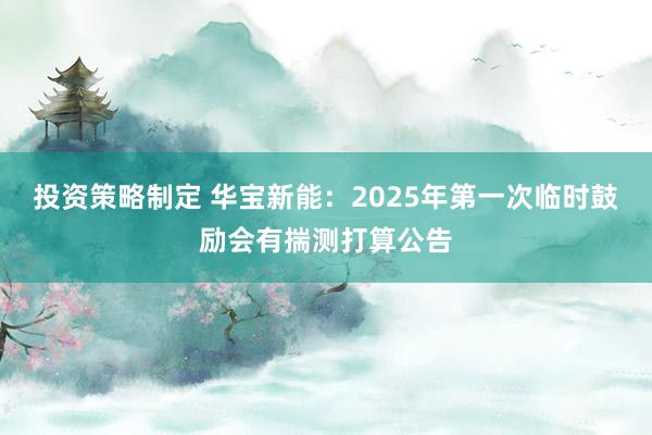 投资策略制定 华宝新能：2025年第一次临时鼓励会有揣测打算公告