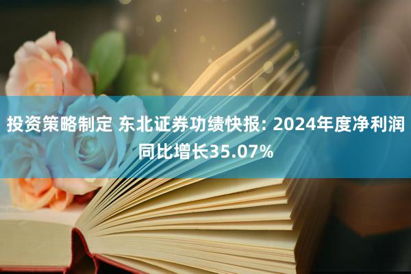 投资策略制定 东北证券功绩快报: 2024年度净利润同比增长35.07%