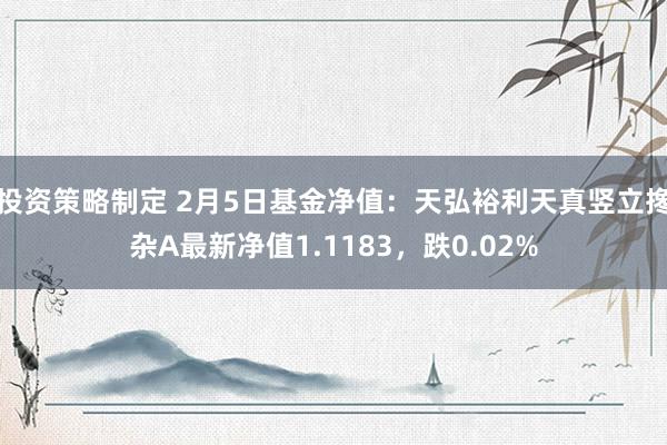 投资策略制定 2月5日基金净值：天弘裕利天真竖立搀杂A最新净值1.1183，跌0.02%