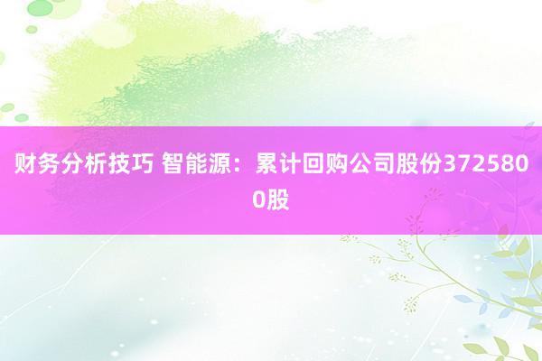 财务分析技巧 智能源：累计回购公司股份3725800股