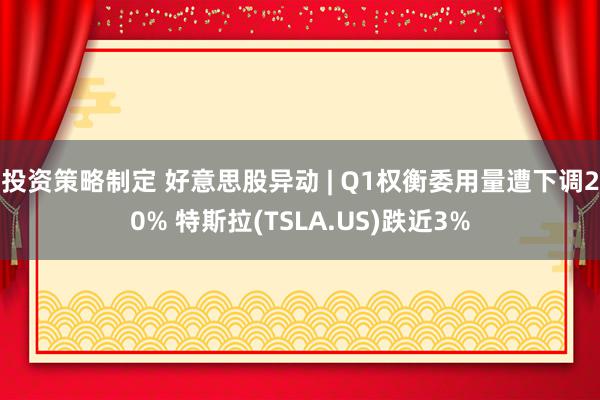 投资策略制定 好意思股异动 | Q1权衡委用量遭下调20% 特斯拉(TSLA.US)跌近3%